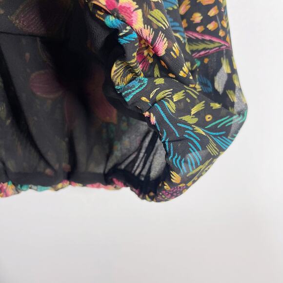 New Evereve XSmall XS Azalea One Shoulder Top Black Green Multi Floral Print - Picture 6 of 9